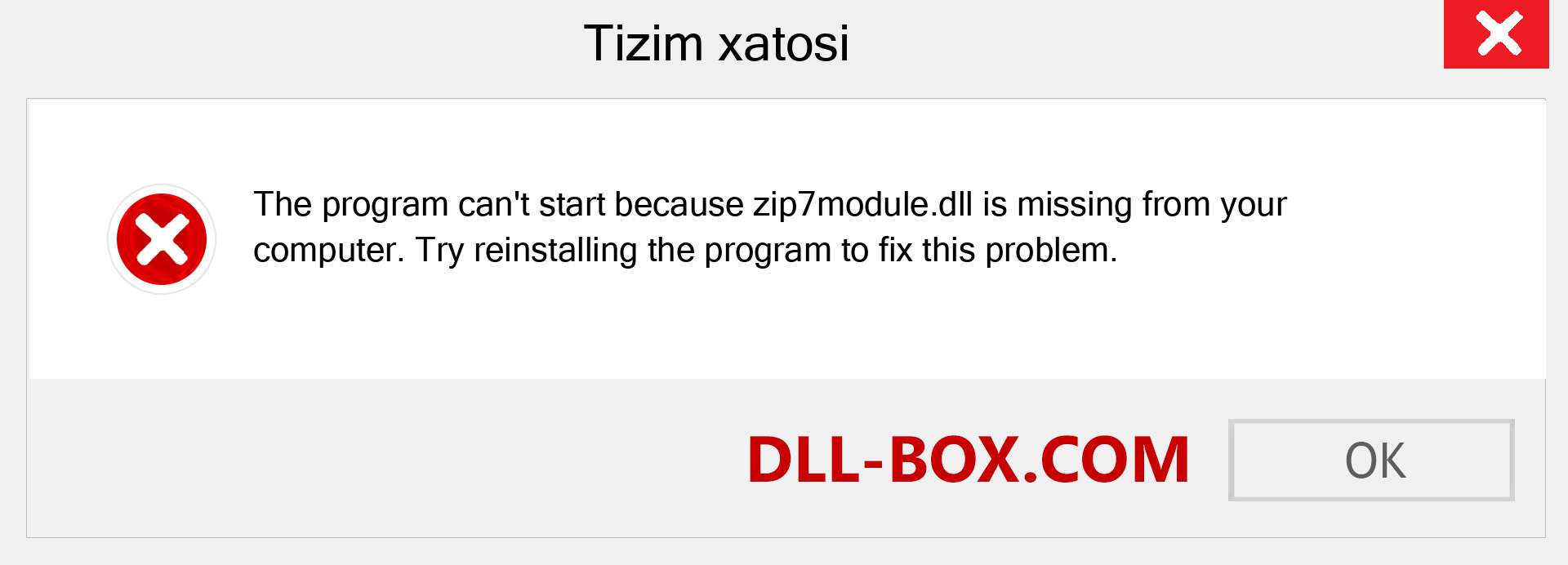 zip7module.dll fayli yo'qolganmi?. Windows 7, 8, 10 uchun yuklab olish - Windowsda zip7module dll etishmayotgan xatoni tuzating, rasmlar, rasmlar